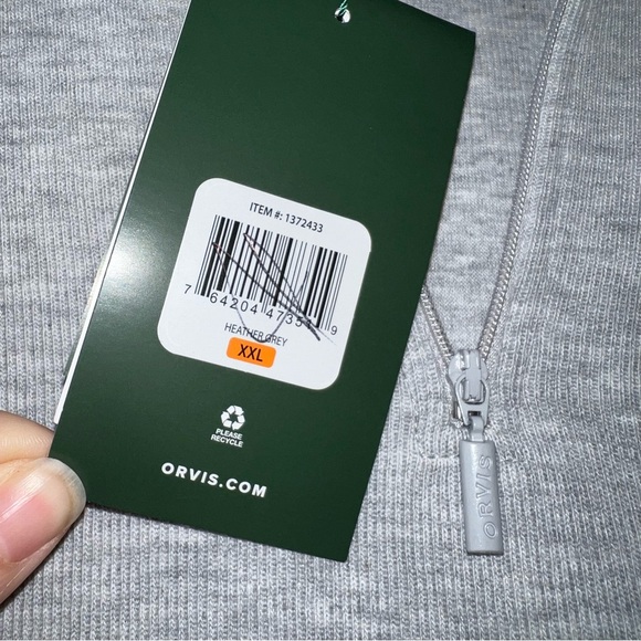 ORVIS Sandy Point ¼ Zip Pullover Sweatshirt Heather Grey Quarter Sweater NWT Red - Picture 4 of 12